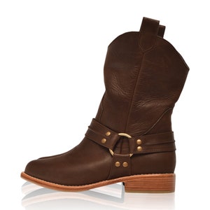 CALI. Brown leather boots women / cowboy boots / brown winter boots / ladies leather booties Dark Brown