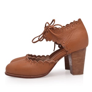 DANCE QUEEN. Dance shoes women block heel shoes high heels brown leather sandals Golden Tan