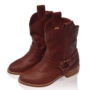 CALI. Brown leather boots women / cowboy boots / brown winter boots / ladies leather booties image 5