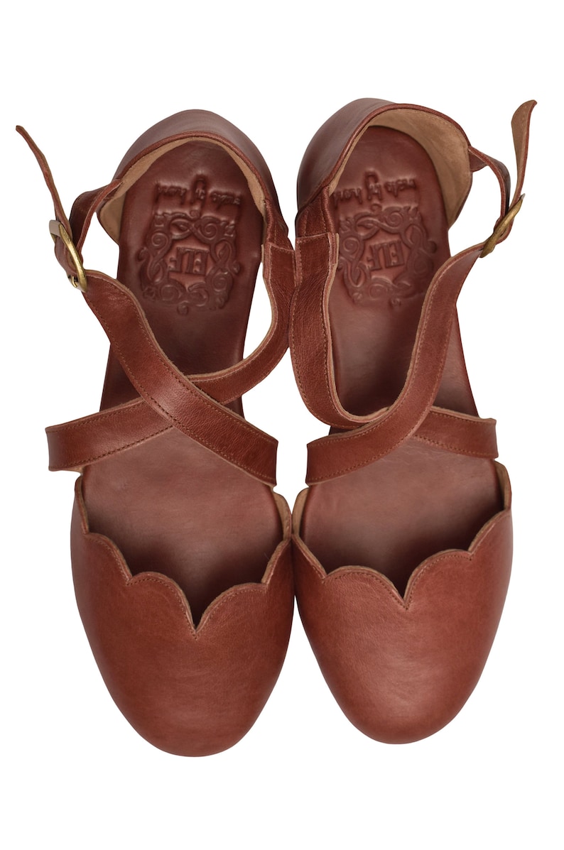 MANGROVE. Leather ballet flats boho wedding sandals barefoot shoes leather flat sandals Vintage Brown