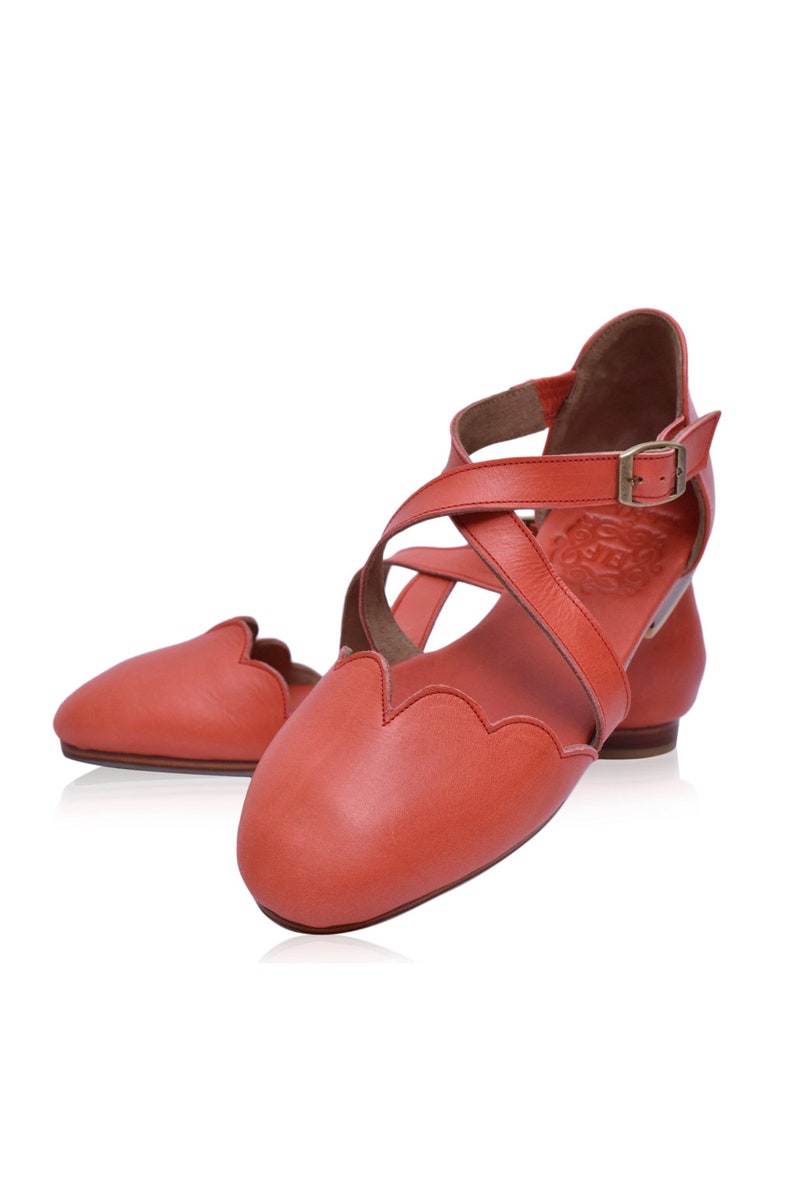 MANGROVE. Leather ballet flats boho wedding sandals barefoot shoes leather flat sandals Vintage Red