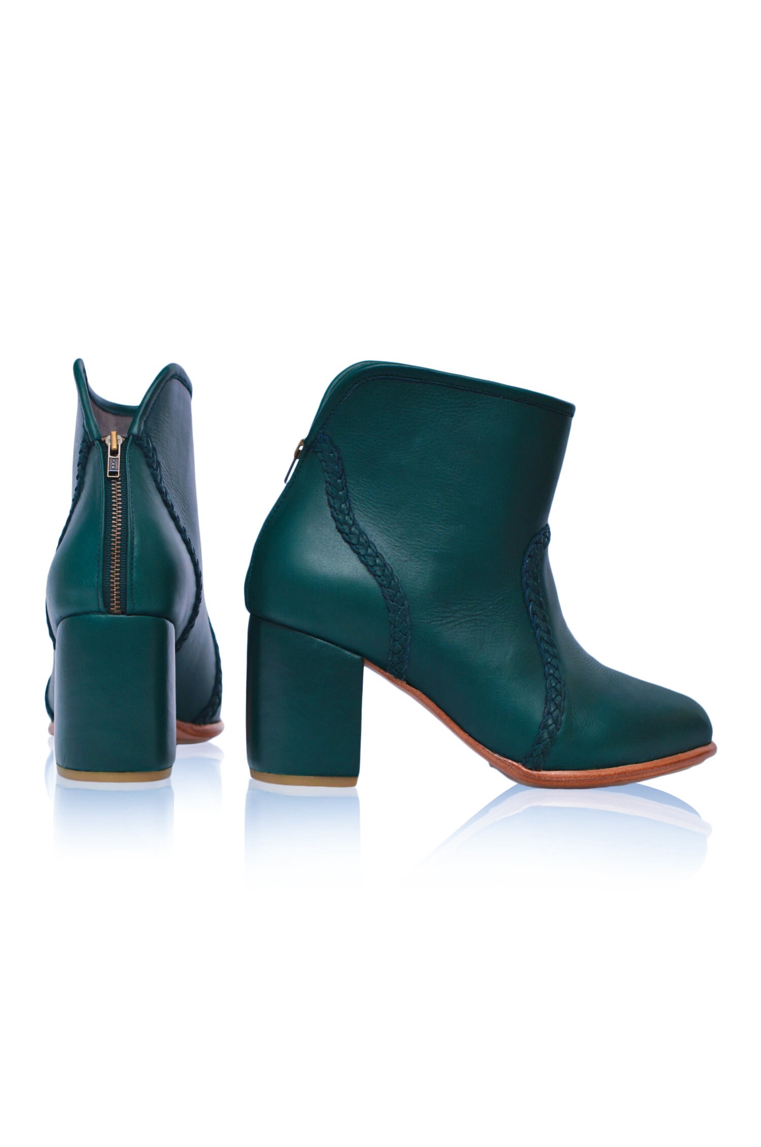 RUSTIC ROAD. Green boots / Block heel shoes / leather boots / Etsy