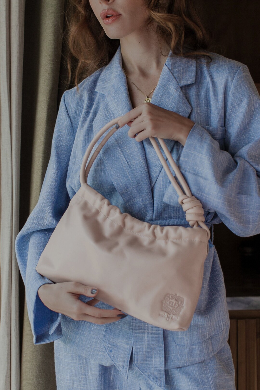 ANASTASIA. Beige Leather Shoulder Bag Small Leather Shoulder Bag ...