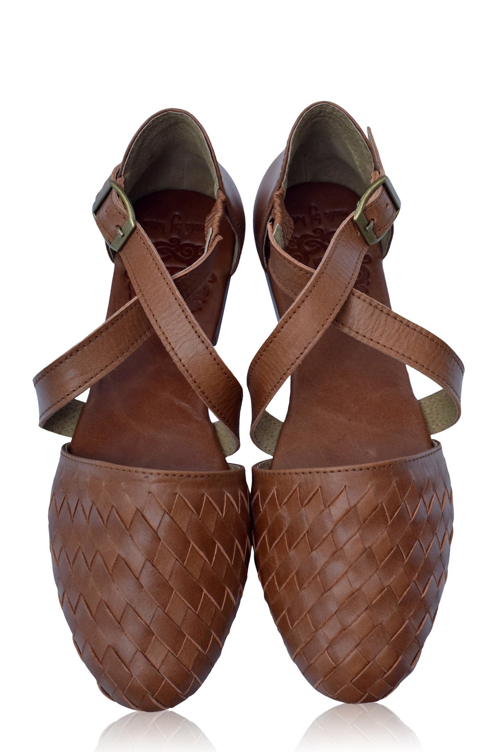 RIVIERA. Woven Leather Flats Leather Ballet Flats Boho - Etsy