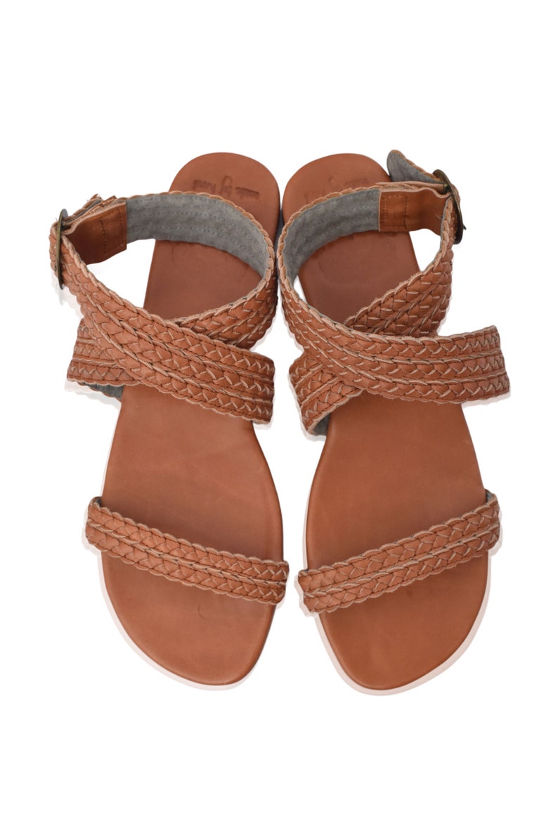 ORRA. Leather flat sandals boho wedding sandals barefoot shoes boho leather sandals greek leather sandals image 6