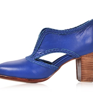 SPIRIT WALKER. blue wedding shoes / block heel boots  / blue heels / blue high heels. All sizes