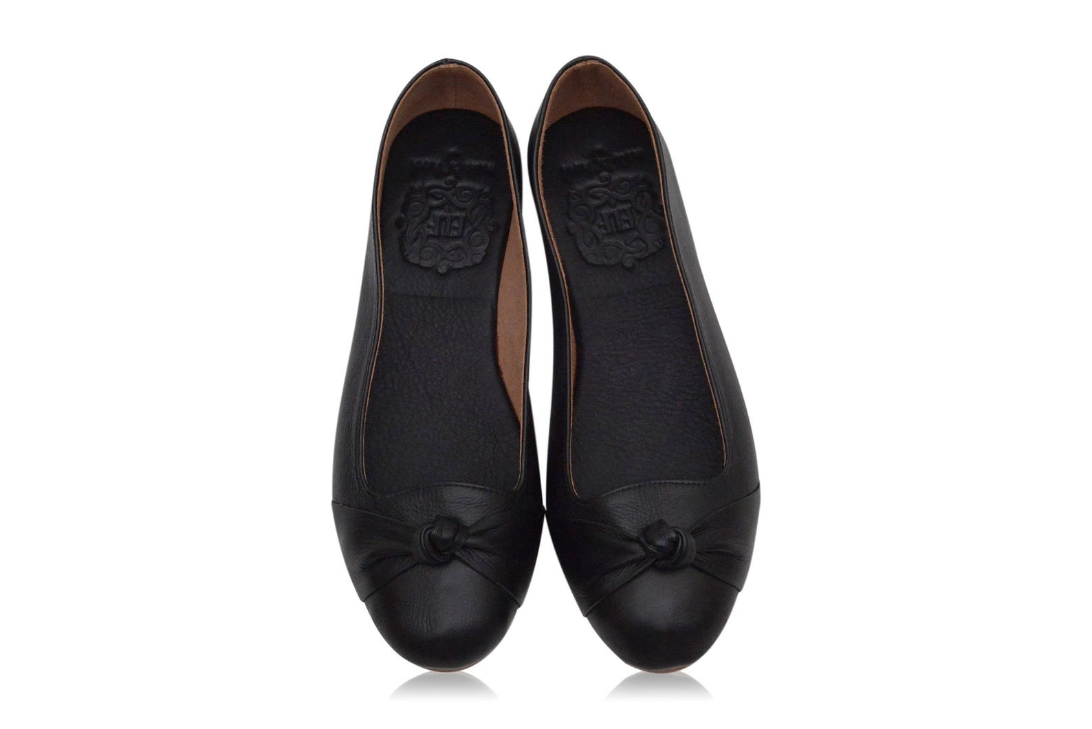 black leather flats womens