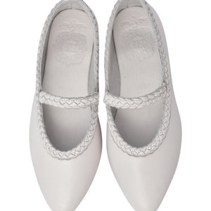 Amara. Zapatos planos de ballet de cuero / zapatos descalzos / zapatos planos de cuero / zapatos de vestir para mujer / zapatos planos nupciales Pure White