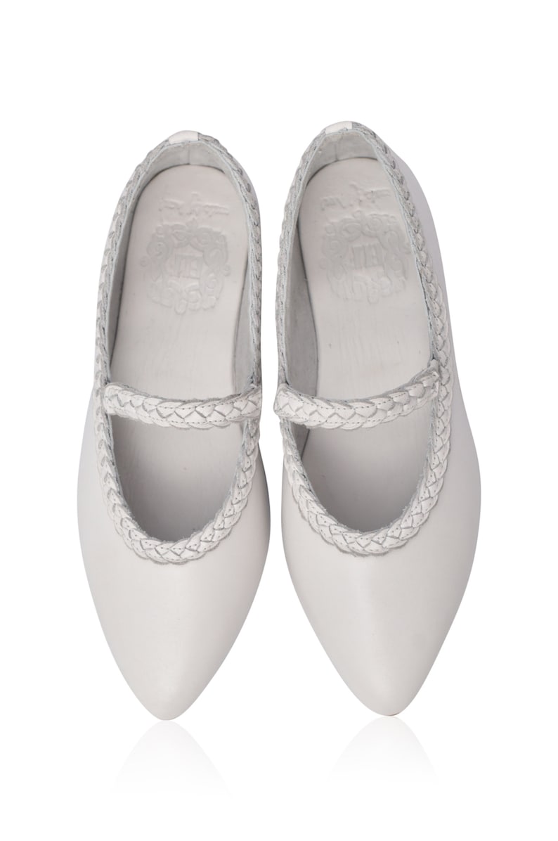 Amara. Zapatos planos de ballet de cuero / zapatos descalzos / zapatos planos de cuero / zapatos de vestir para mujer / zapatos planos nupciales Pure White