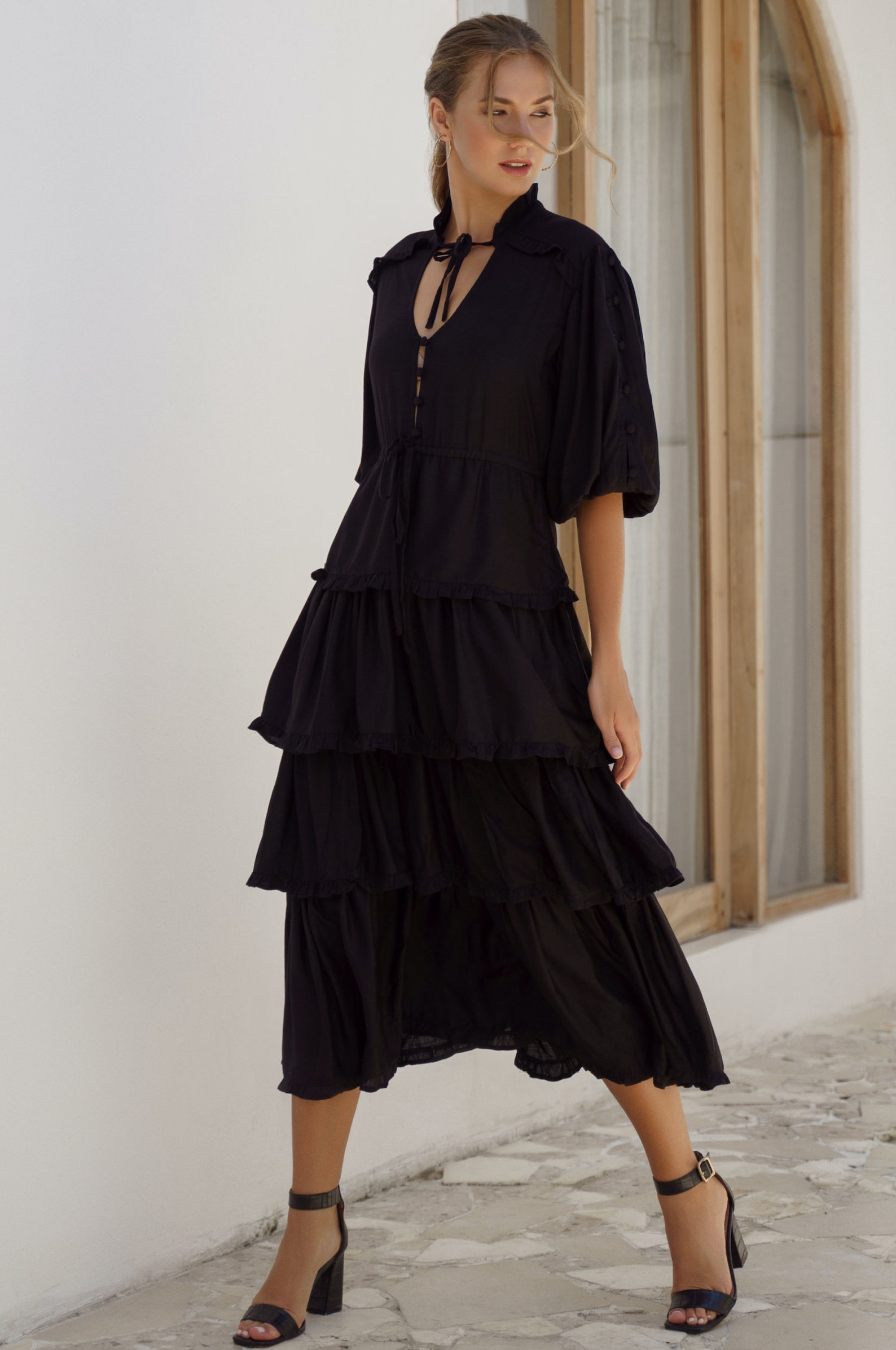 WILD WEST Midi Dress. Black Boho Dress Bohemian Gypsy Dress - Etsy