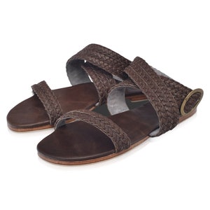 ORRA. Leather flat sandals boho wedding sandals barefoot shoes boho leather sandals greek leather sandals image 10
