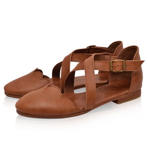 MANGROVE. Leather ballet flats boho wedding sandals barefoot shoes leather flat sandals Vintage Camel