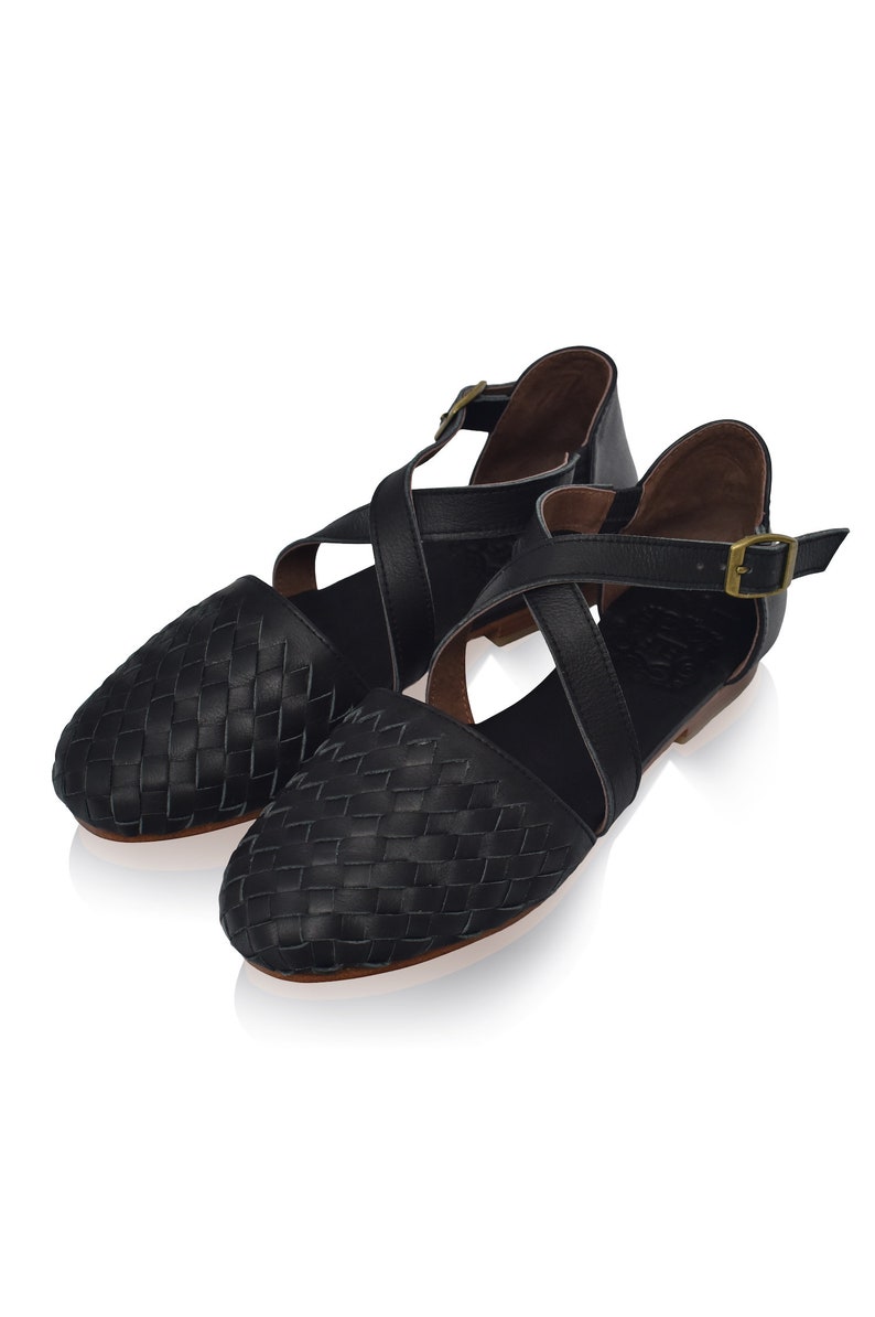 RIVIERA. Woven Leather Flats Leather Ballet Flats Boho - Etsy