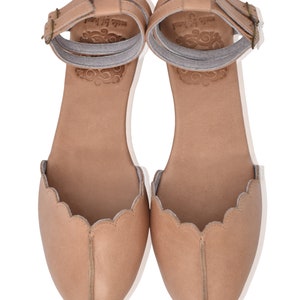 VENUS. Leather ballet flats boho wedding shoes barefoot shoes leather flat sandals Vintage Beige