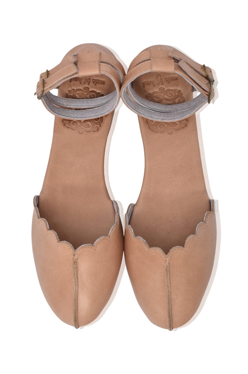 VENUS. Leather ballet flats boho wedding shoes barefoot shoes leather flat sandals Vintage Beige