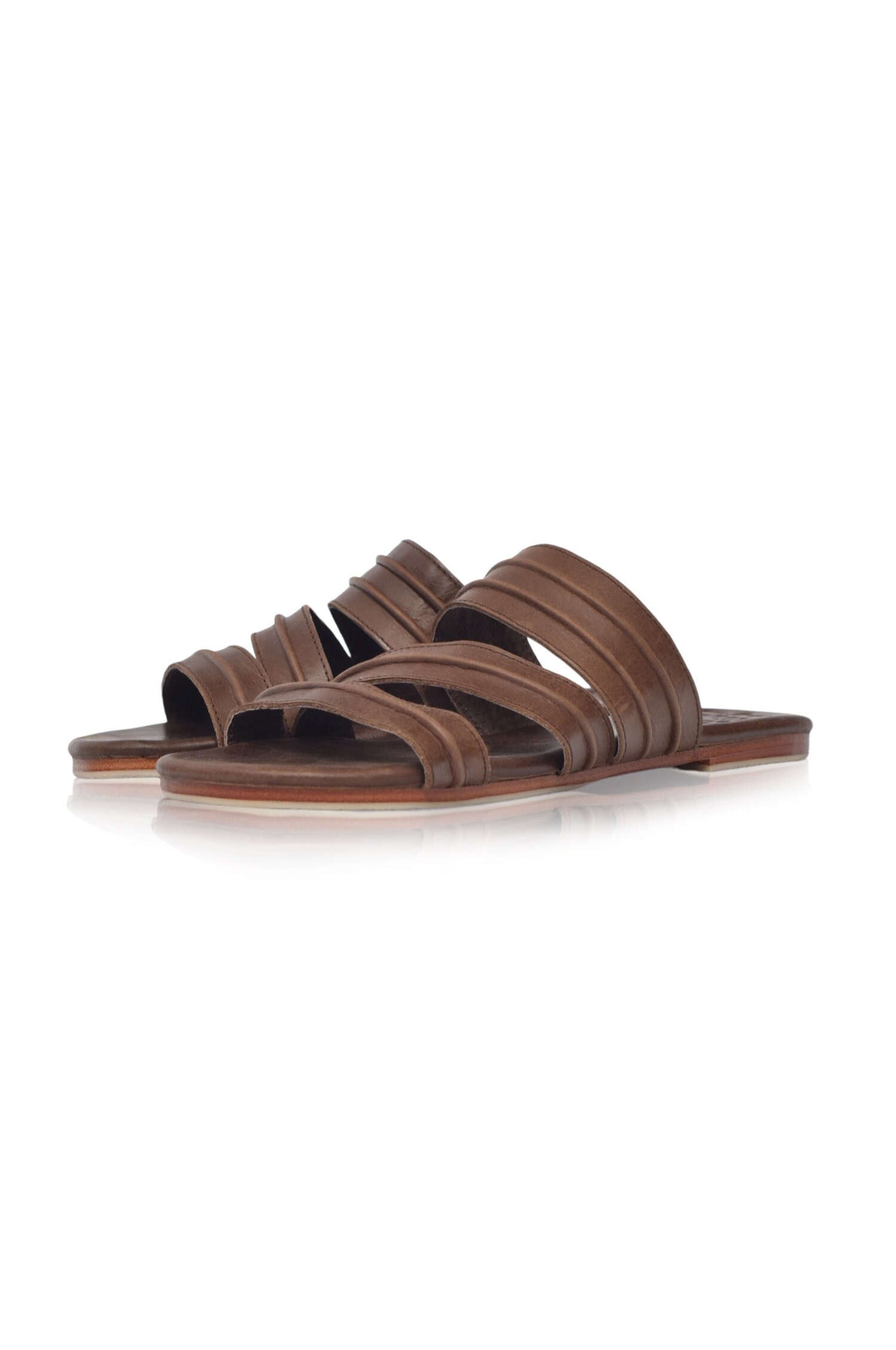 MIRAGE. Leather flat sandals boho leather sandals barefoot | Etsy