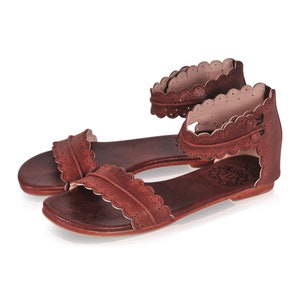 MIDSUMMER. leather flat sandals boho wedding sandals barefoot shoes boho leather sandals Vintage Brown