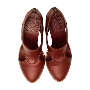 BESO DE LLUVIA. Botines de cuero marrón / zapatos de tacón alto de tobillo marrón / botines de cuero. TODOS los tamaños. imagen 5