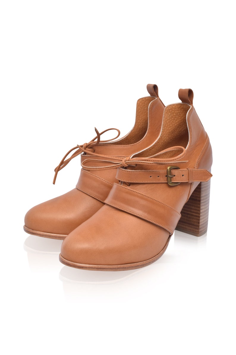 JOSEPHINE. Low cut shoes / womens booties / high heels / leather oxfords / oxford pumps / lace up boots / oxford heels image 2