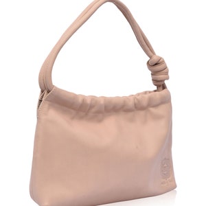ANASTASIA. Beige leather shoulder bag small leather shoulder bag / leather purse bag / black purse image 3