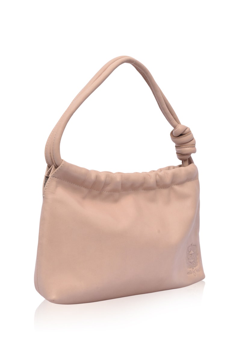 ANASTASIA. Beige leather shoulder bag small leather shoulder bag / leather purse bag / black purse image 3