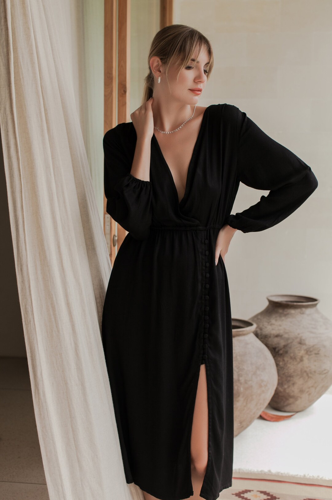 GRETA. Cocktail Midi Dress Long Sleeve Midi Dress Plus Size Midi Dress ...