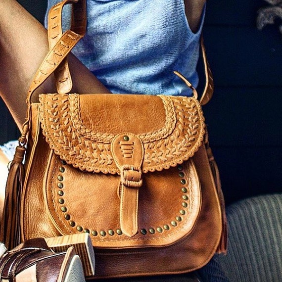 LA BONITA. Tan leather purse / cross body bag / womens leather | Etsy