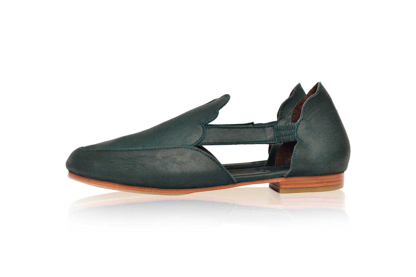 amalfi. green leather flats / leather ballet flats / leather shoes handmade / boho leather sandals. sizes 35-43 available in oth