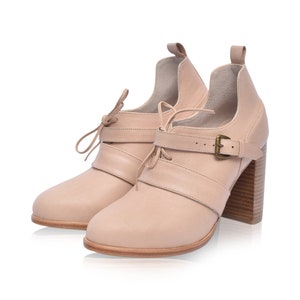 JOSEPHINE. Low cut shoes / womens booties / high heels / leather oxfords / oxford pumps / lace up boots / oxford heels Ivory