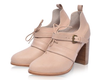 JOSEPHINE. Low cut shoes / womens booties / high heels / leather oxfords / oxford pumps / lace up boots / oxford heels