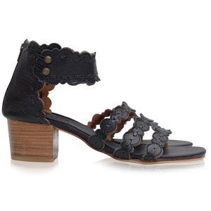 SEASIDE. Boho leather sandals bohemian sandals brown leather sandals high heel shoes barefoot brown sandals Black