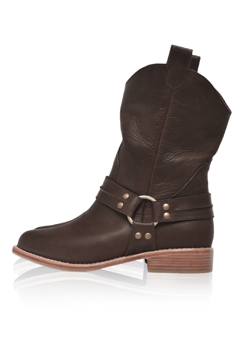 CALI. Leather boots women / cowboy leather boots / riding boots / ladies boots / brown boots Dark Brown