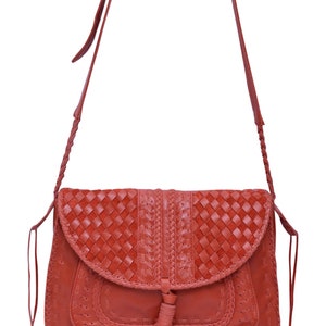 SAN TROPEZ. festival bag / hippie clothes / crossbody bag for women / women leather messenger bag Vintage Red