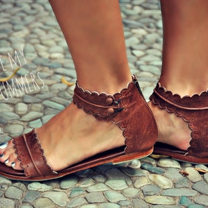 MIDSUMMER. leather flat sandals boho wedding sandals barefoot shoes boho leather sandals image 1