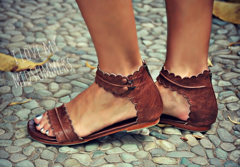 MIDSUMMER. leather flat sandals boho wedding sandals barefoot shoes boho leather sandals image 1