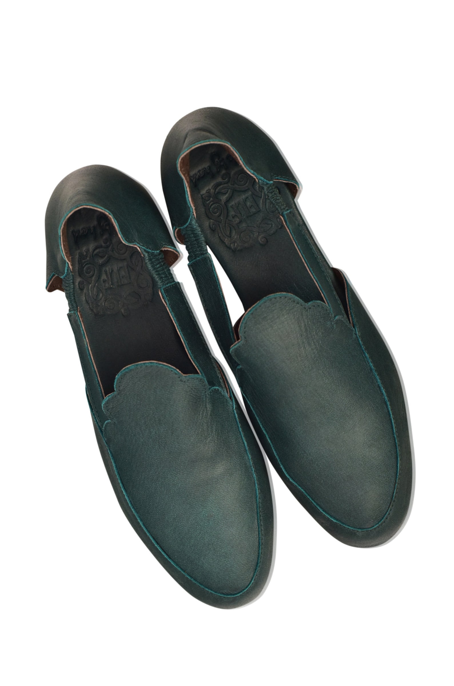 amalfi. green leather flats / leather ballet flats / leather shoes handmade / boho leather sandals. sizes 35-43 available in oth