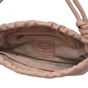 ANASTASIA. Beige leather shoulder bag small leather shoulder bag / leather purse bag / black purse image 4