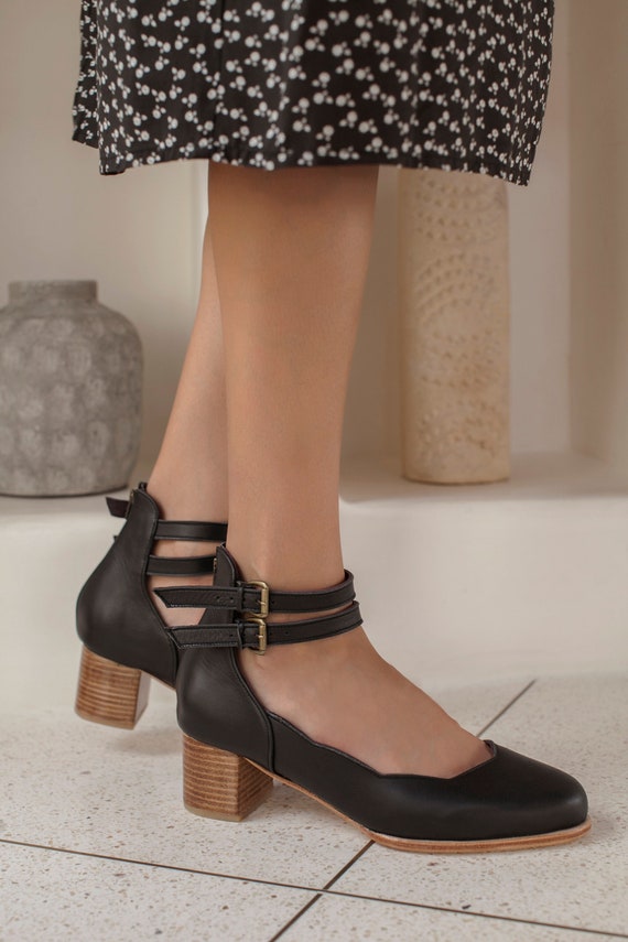 Buy Truffle Collection Black Solid Heels online