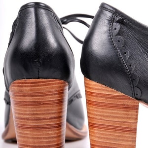 LACE. Oxford heels / shoes for women / leather shoes / black leather booties. ALL sizes image 2