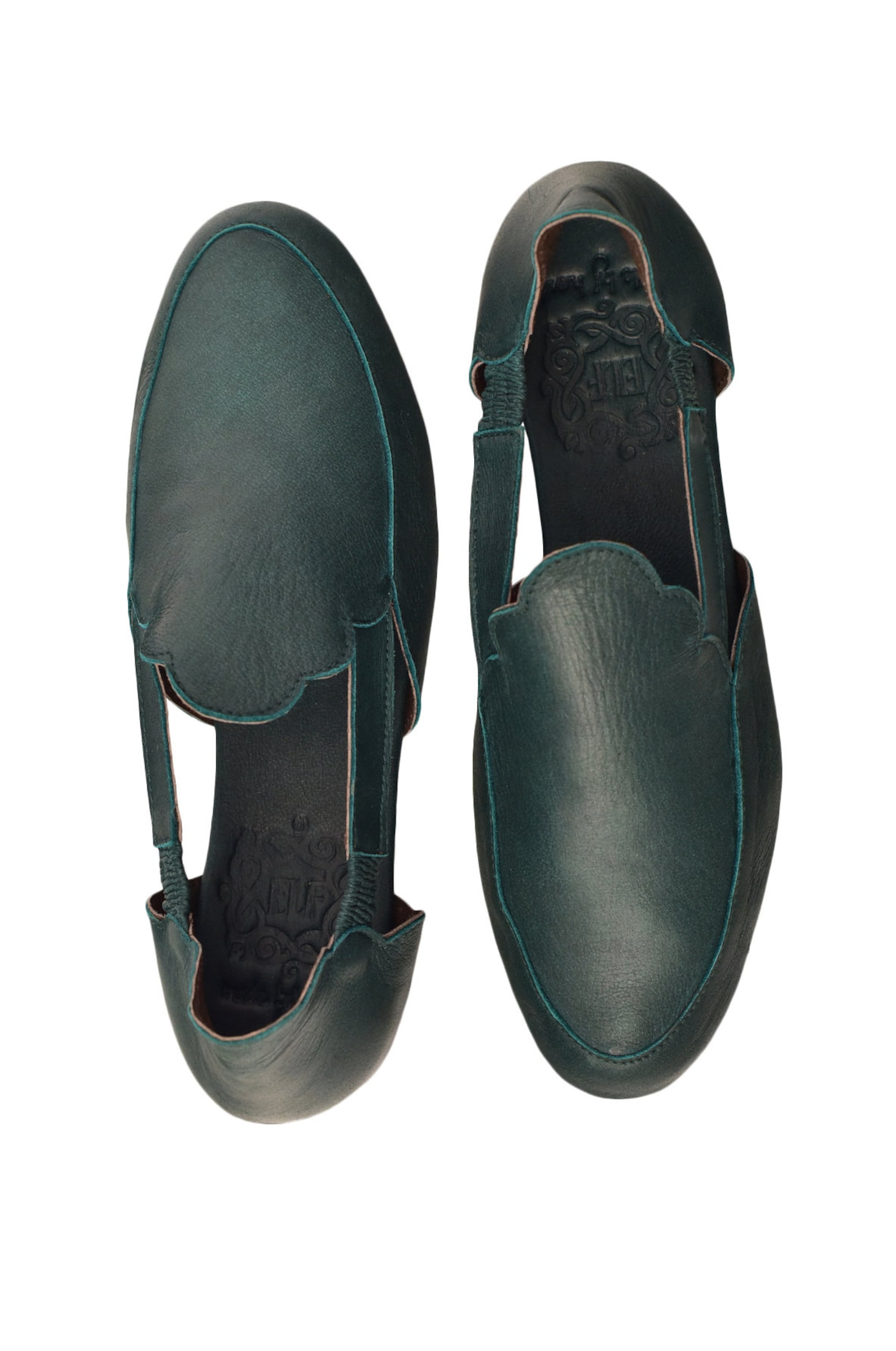 amalfi. green leather flats / leather ballet flats / leather shoes handmade / boho leather sandals. sizes 35-43 available in oth