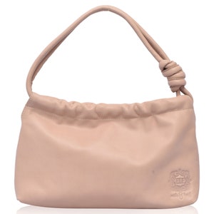 ANASTASIA. Beige leather shoulder bag small leather shoulder bag / leather purse bag / black purse Ivory
