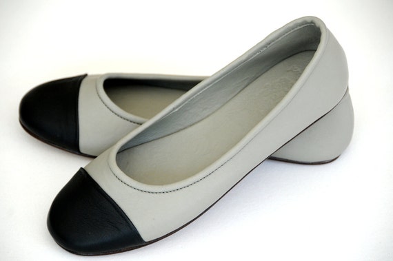 Items similar to ANN. Ballet flats / grey leather shoes / womens ...