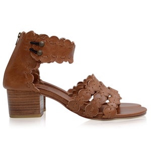 SEASIDE. Boho leather sandals bohemian sandals brown leather sandals high heel shoes barefoot brown sandals Vintage Camel