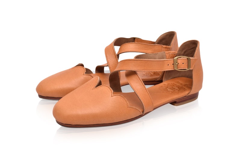 MANGROVE. Leather ballet flats boho wedding sandals barefoot shoes leather flat sandals Vintage Tan