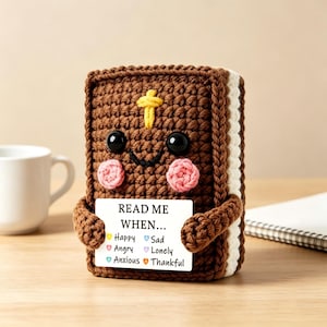 Handmade Crochet Bible Doll, Christian Scripture Cards, Anxiety Relief & Comfort Gift