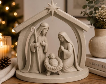 Minimalist Modern Nativity Scene | Holy Family Christmas Decor (Digital Download)