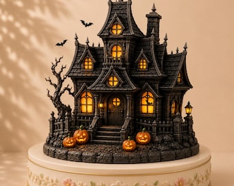 Haunted House Pumpkin Lantern STL, Spooky Halloween Tealight Holder (Digital Download)