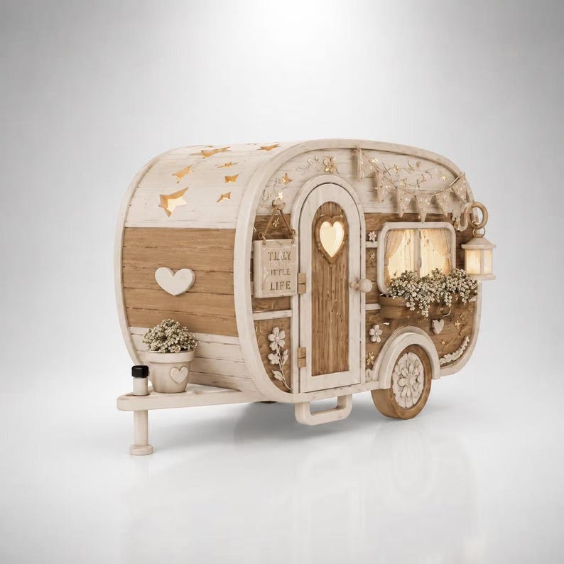 STL & 3MF 3D print file Camper light "Camping Love" | LED tea light stand