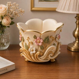 Elegant Flower Bowl STL File – Floral Planter for 3D Printing, Digital Download