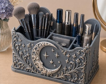 Celestial Moon Makeup Organizer | Gothic Vanity Storage (Digital Download)